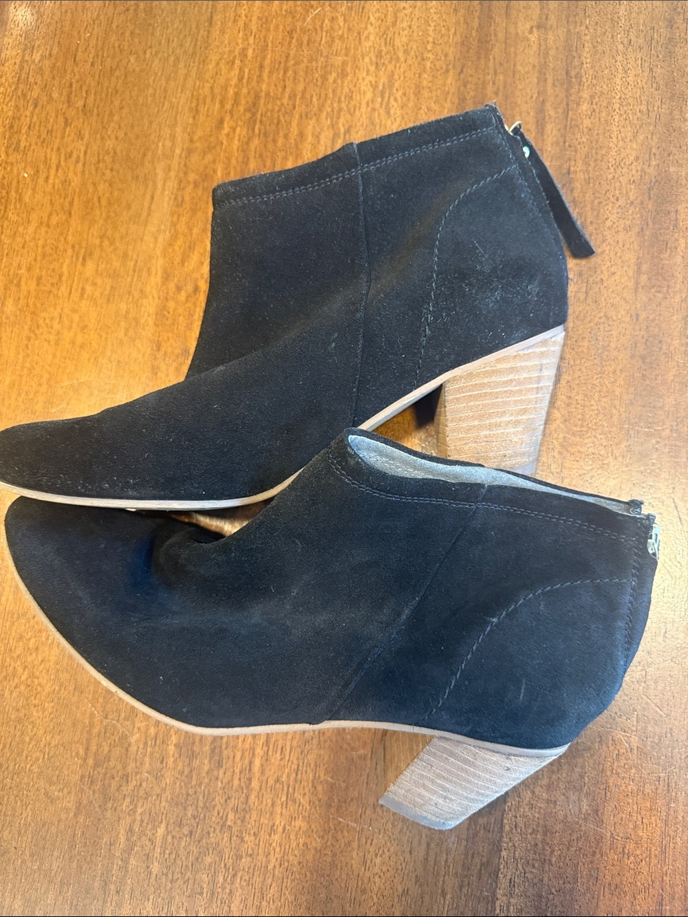 Seychelles Black Suede Ankle Booties with Back Zipper - Picture 2 of 5